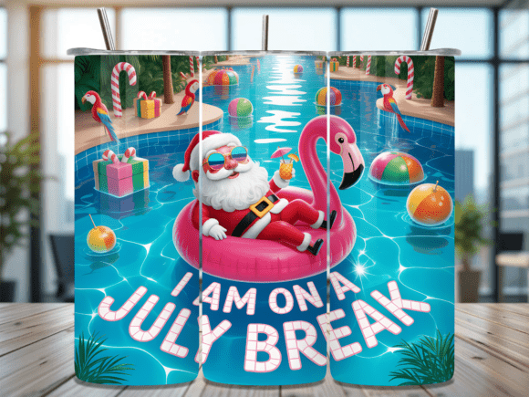 Download Santa on July Break Pool Tumbler Wrap - Premium Resources