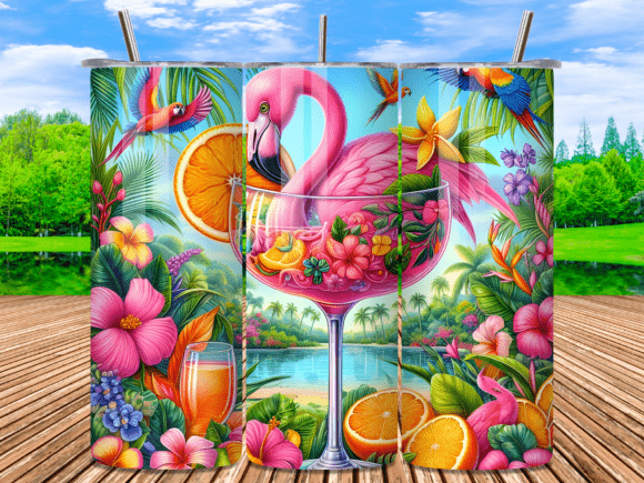 Download Tropical Flamingo Cocktail Tumbler Wrap - Premium Resources