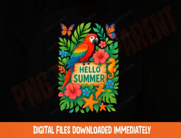 Download Hello Summer PNG, Tropical Parrot Design - Summer png Collection