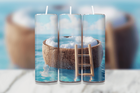 Download Coconut Transformed into a Pool Tumbler - Premium Resources
