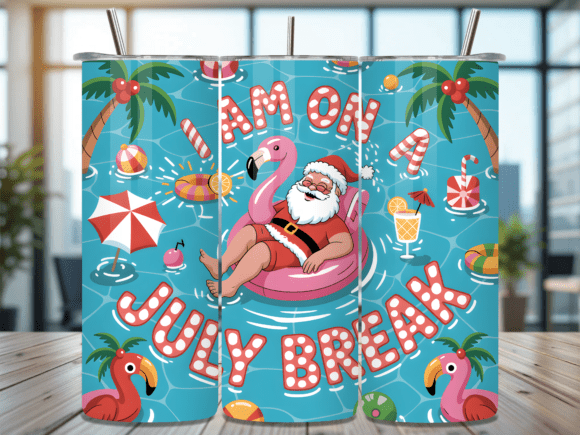 Download Santa on July Break Pool Tumbler Wrap - Premium Resources