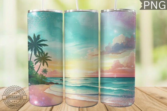 Download Pastel Beach Glitter Tumbler Wrap 20oz - Glitter tumbler wrap Collection